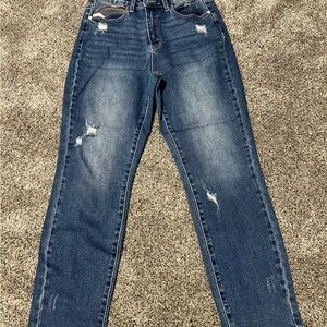 Judy Blue Dark Wash Distressed Skinny Jeans